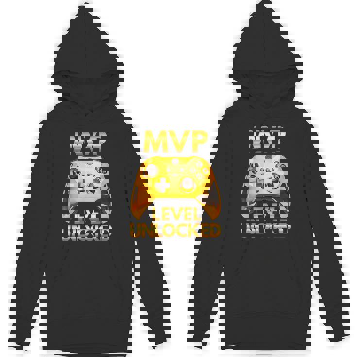 Mvp Level Unlocked Video Game Player Gold Gaming Controller Unisex Hoodie