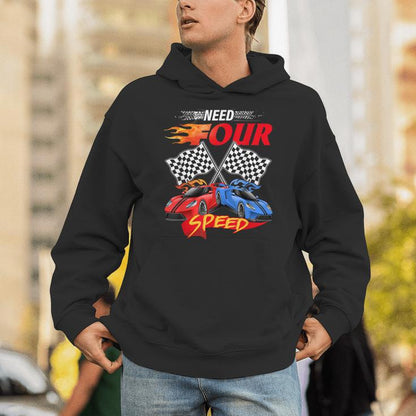 Need Four Speed Racing Car Flag 4Th Birthday Pole Positions Unisex Hoodie