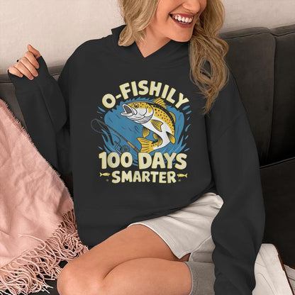 O-Fishily 100 Days Smarter 100 Days Of School Fish &amp; Fishing Unisex Hoodie