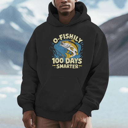 O-Fishily 100 Days Smarter 100 Days Of School Fish &amp; Fishing Unisex Hoodie
