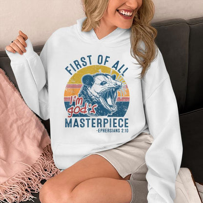 Opossum First Of All Im God's Masterpiece Angry Possum Unisex Hoodie