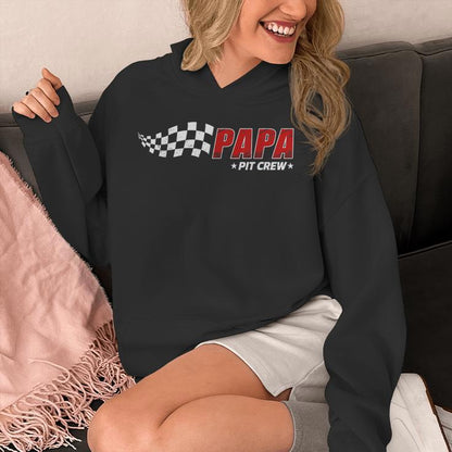 Papa Pit Crew Race Car Birthday Family Matching Pit Crew Unisex Hoodie