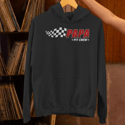 Papa Pit Crew Race Car Birthday Family Matching Pit Crew Unisex Hoodie