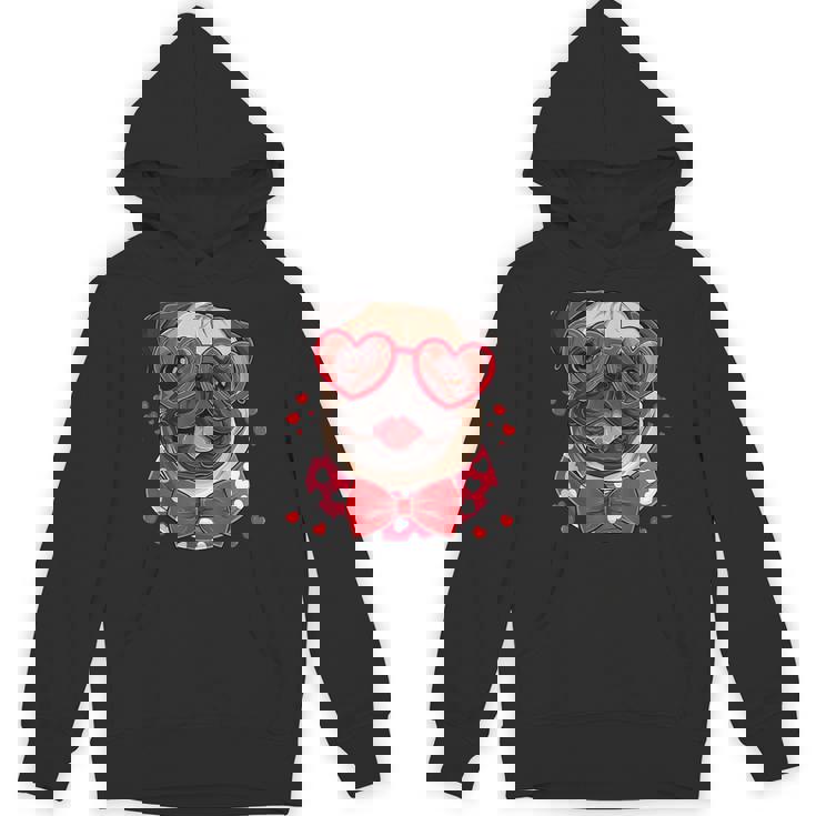 Pug Face Heart Glasses Valentines Day Dog Lover Owner Unisex Hoodie
