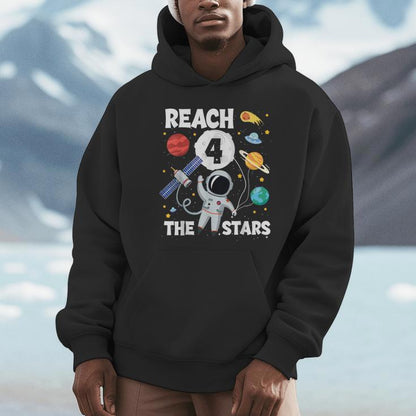 Reach Four The Stars 4 Years Old Birthday Boy Astronaut 4Th Unisex Hoodie