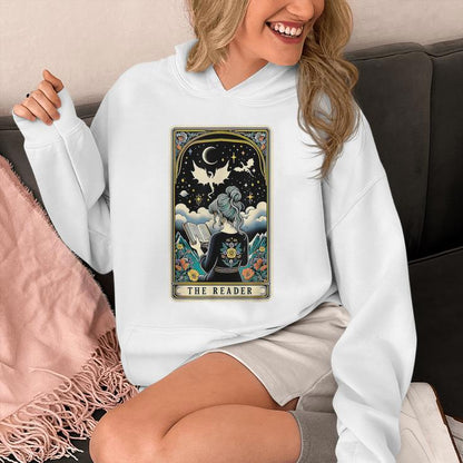 The Reader Tarot Card Book Dragon Romantasy Smutty Bookworm Unisex Hoodie