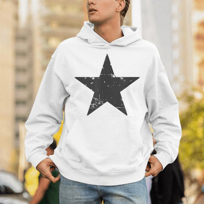 Retro Dark Grey Star Distressed Vintage Minimalist Hipster Unisex Hoodie