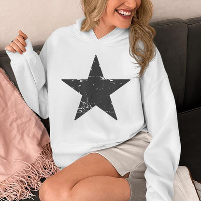 Retro Dark Grey Star Distressed Vintage Minimalist Hipster Unisex Hoodie