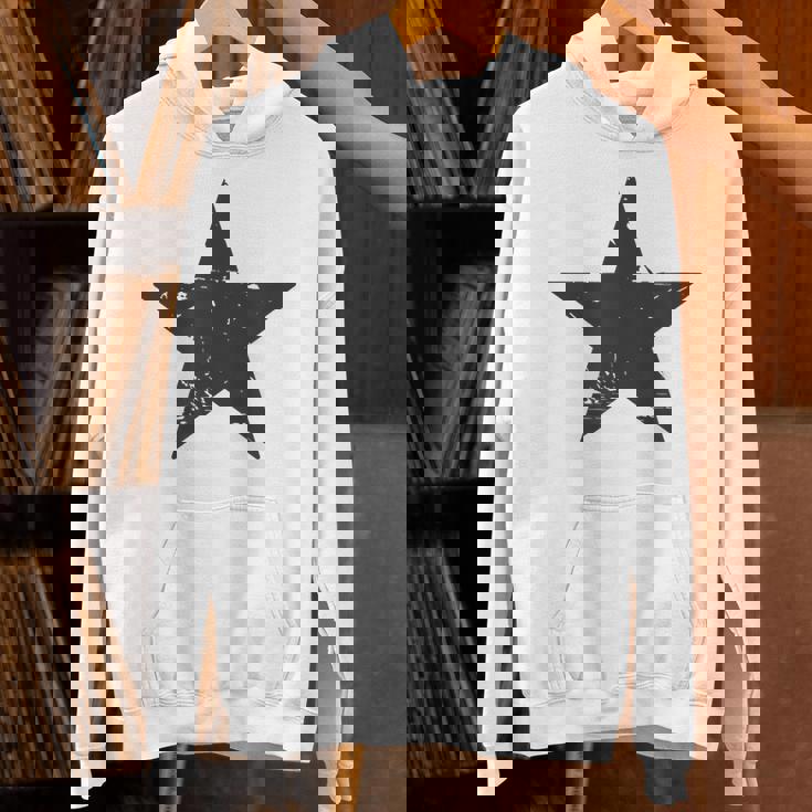 Retro Dark Grey Star Distressed Vintage Minimalist Hipster Unisex Hoodie