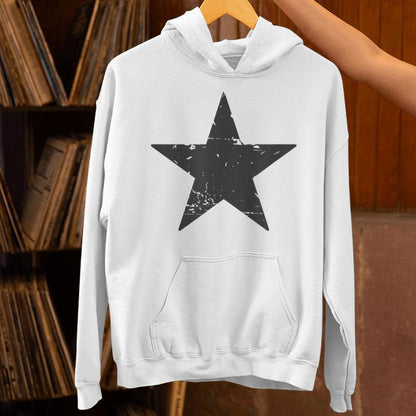 Retro Dark Grey Star Distressed Vintage Minimalist Hipster Unisex Hoodie