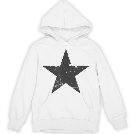 Retro Dark Grey Star Distressed Vintage Minimalist Hipster Unisex Hoodie