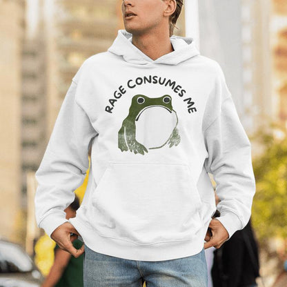 Retro Rage Is Consuming Me Meme Angry Grumpy Frog Unisex Hoodie