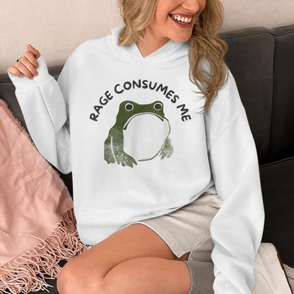 Retro Rage Is Consuming Me Meme Angry Grumpy Frog Unisex Hoodie