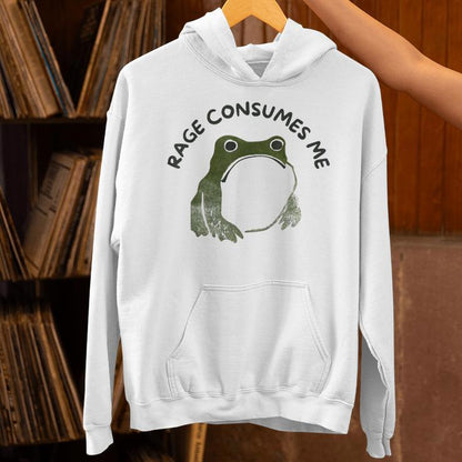 Retro Rage Is Consuming Me Meme Angry Grumpy Frog Unisex Hoodie