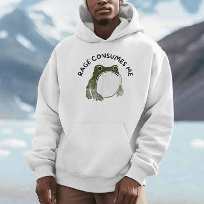 Retro Rage Is Consuming Me Meme Angry Grumpy Frog Unisex Hoodie