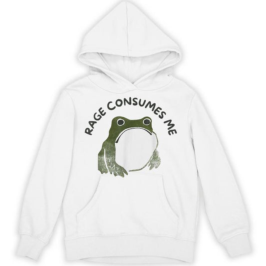 Retro Rage Is Consuming Me Meme Angry Grumpy Frog Unisex Hoodie