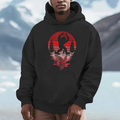 Retro Valentines Day Bigfoot Sasquatch Love Heart Hand Unisex Hoodie