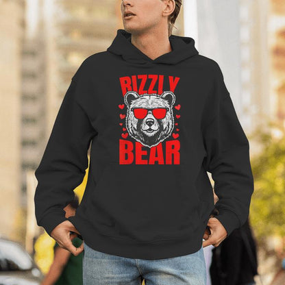 Rizzly Bear Silly Valentines Day For Him Rizz Unisex Hoodie