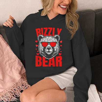 Rizzly Bear Silly Valentines Day For Him Rizz Unisex Hoodie