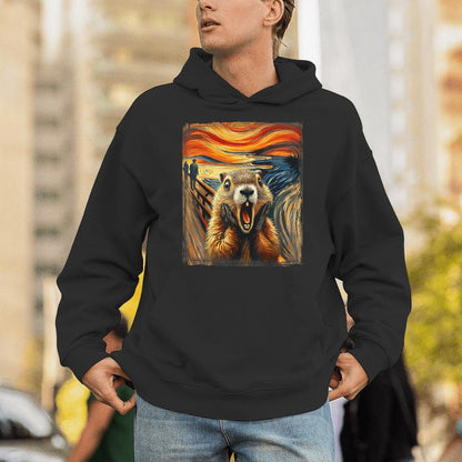 Scream Groundhog Artistic Groundhog Day Unisex Hoodie