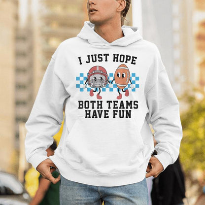 Both Teams Have Fun Cool Football Season Gameday Retro Unisex Hoodie