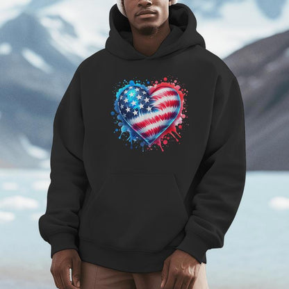 Tie Dye Heart Usa Flag Colors Blue Red &amp; White 4Th Of July Unisex Hoodie