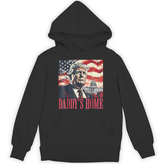 Trump Daddys Home White House Usa American Flag Vintage Unisex Hoodie