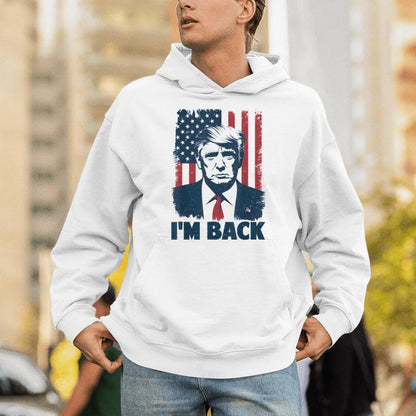 Trump I'm Back President 47Th Usa Flag 2024 Support Vintage Unisex Hoodie