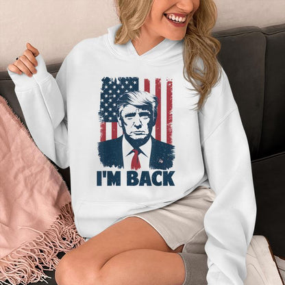 Trump I'm Back President 47Th Usa Flag 2024 Support Vintage Unisex Hoodie