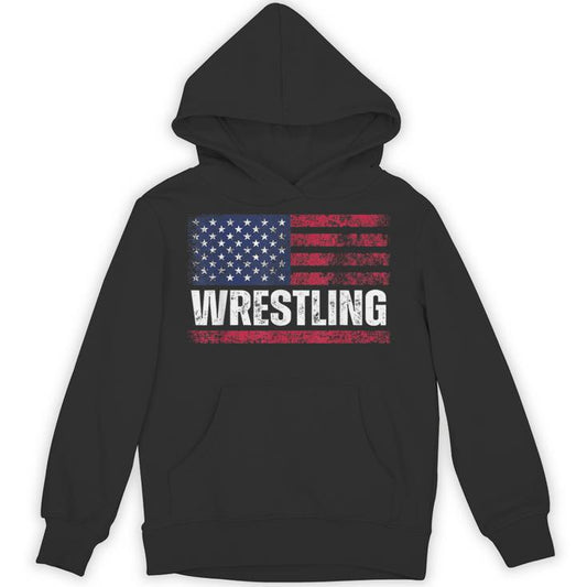 Us Flag Wrestling American Flag Wrestling Wrestle Vintage Unisex Hoodie