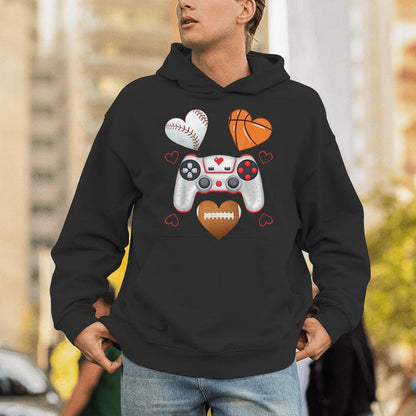 Valentines Day Boys Hearts Gaming Basketball Baseball Unisex Hoodie