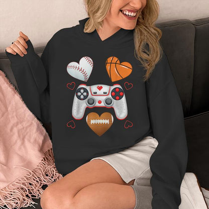Valentines Day Boys Hearts Gaming Basketball Baseball Unisex Hoodie