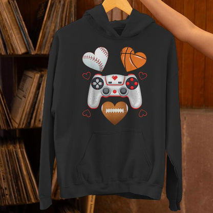 Valentines Day Boys Hearts Gaming Basketball Baseball Unisex Hoodie