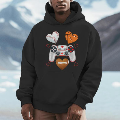 Valentines Day Boys Hearts Gaming Basketball Baseball Unisex Hoodie