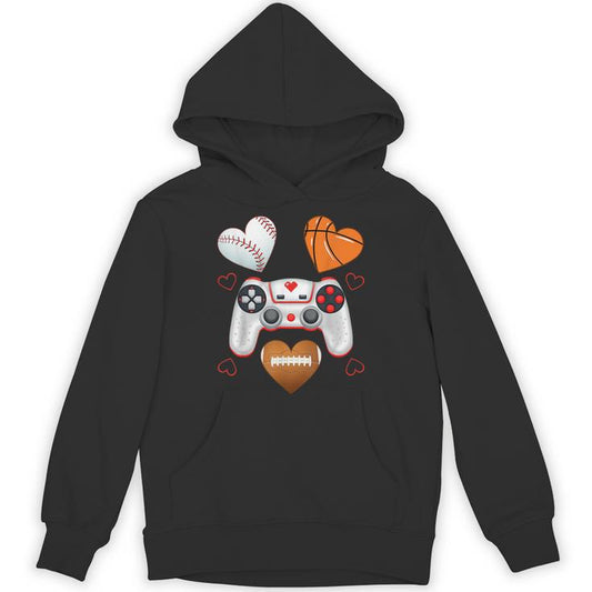 Valentines Day Boys Hearts Gaming Basketball Baseball Unisex Hoodie