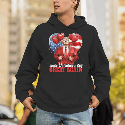 Make Valentine's Day Great Again Trump American Heart Unisex Hoodie
