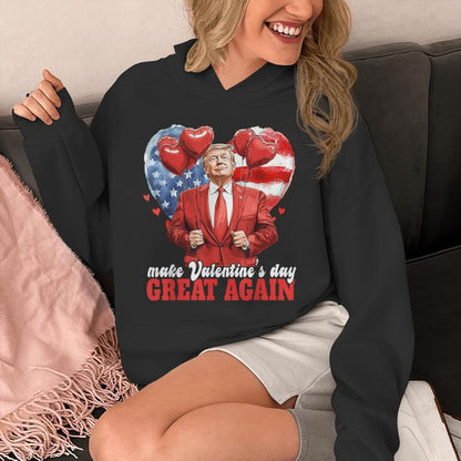 Make Valentine's Day Great Again Trump American Heart Unisex Hoodie