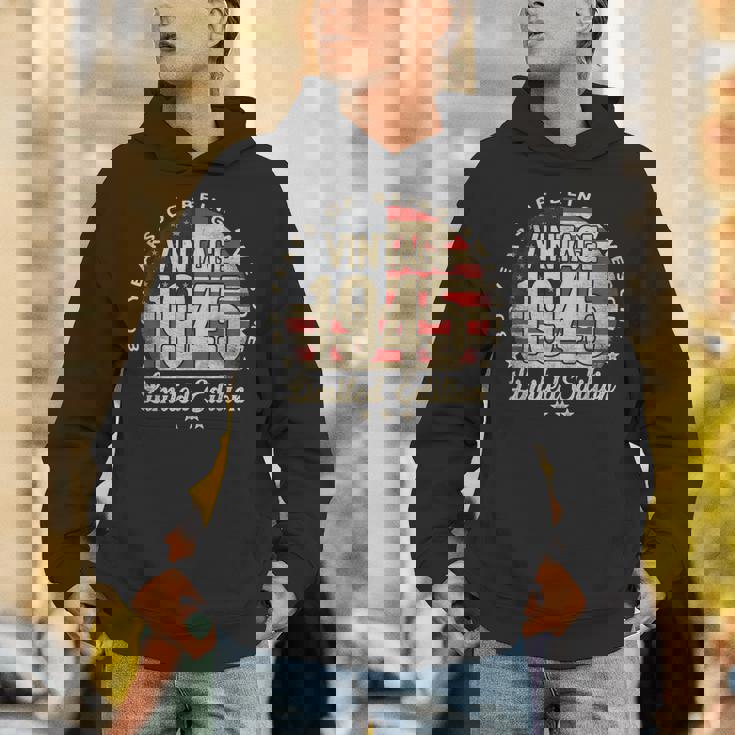 Vintage 1945 Limited Edition 80-Year-Old Usa Flag Unisex Hoodie