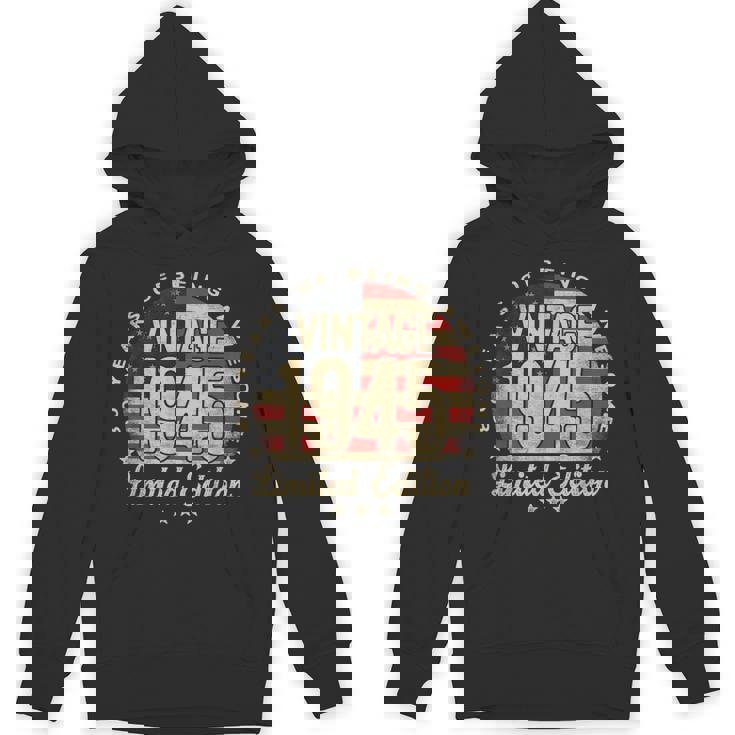 Vintage 1945 Limited Edition 80-Year-Old Usa Flag Unisex Hoodie