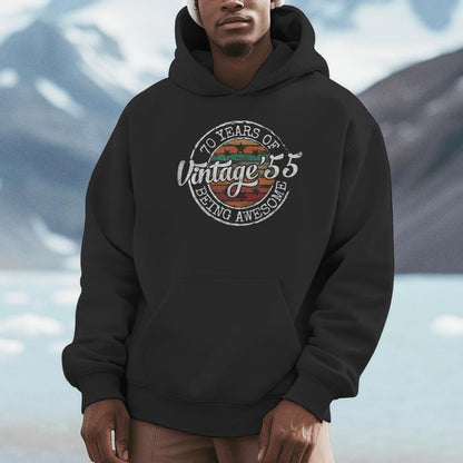 Vintage 1955 Bday Stamp 70Th Birthday 70 Year Old Unisex Hoodie