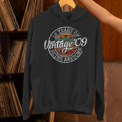 Vintage 2009 Bday Stamp 16Th Birthday 16 Year Old Unisex Hoodie
