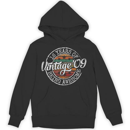 Vintage 2009 Bday Stamp 16Th Birthday 16 Year Old Unisex Hoodie
