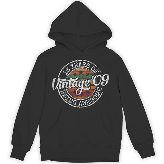 Vintage 2009 Bday Stamp 16Th Birthday 16 Year Old Unisex Hoodie