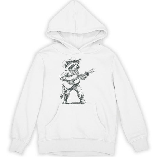 Vintage 90S Cowboy Racoon Playing Guitar Musician Western Unisex Hoodie
