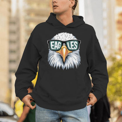 Vintage Eagles With Sunglasses Eagles Flying Bird Cool Face Unisex Hoodie