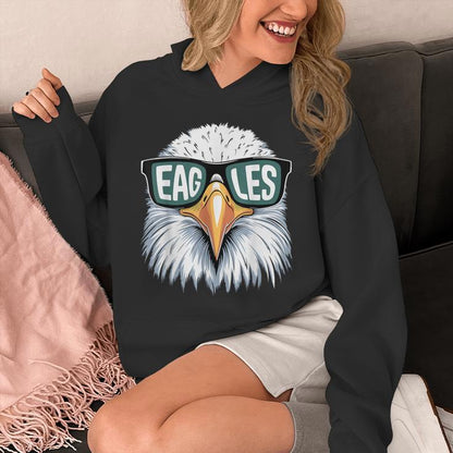 Vintage Eagles With Sunglasses Eagles Flying Bird Cool Face Unisex Hoodie