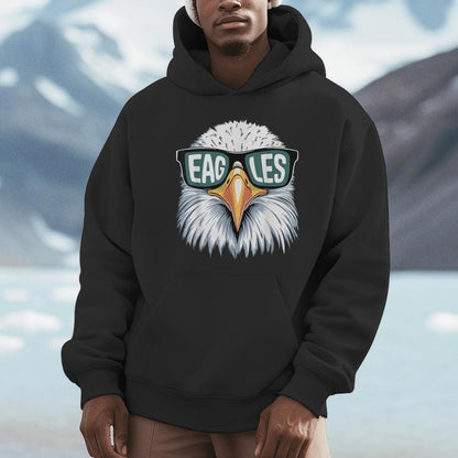 Vintage Eagles With Sunglasses Eagles Flying Bird Cool Face Unisex Hoodie