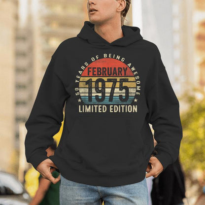 Vintage February 1975 50 Years Old 50Th Birthday Retro Unisex Hoodie