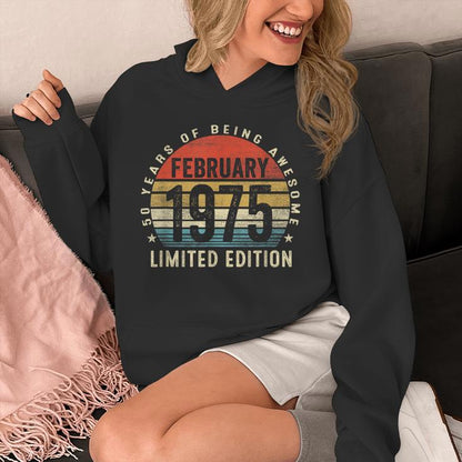 Vintage February 1975 50 Years Old 50Th Birthday Retro Unisex Hoodie