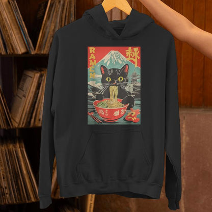 Vintage Cat Ramen Anime Cat Japanese Graphic Unisex Hoodie
